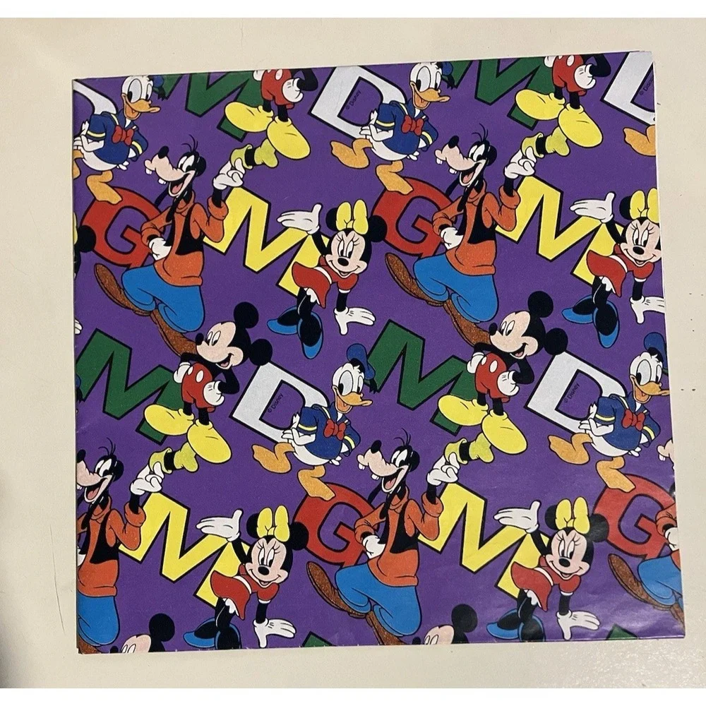 Vintage Disney's 1998 MICKEY FOR KIDS Cleo Gift Wrapping Paper - 2 SHEETS - NEW
